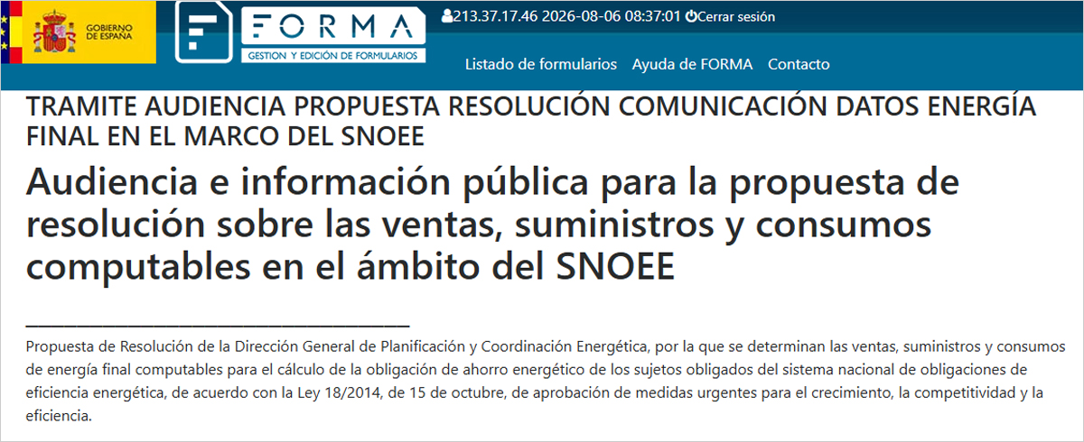 A audiencia pública la metodología de cálculo de las obligaciones de ahorro energético del SNOEE
