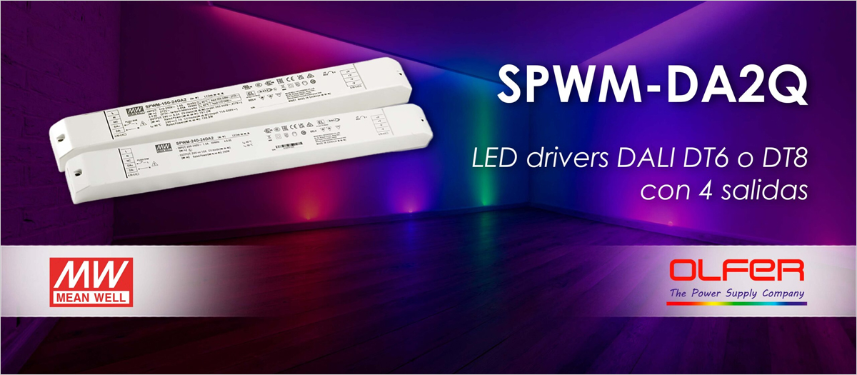 El catálogo de Electrónica OLFER incluye la serie SPWM-DA2Q para el control inteligente de iluminación LED