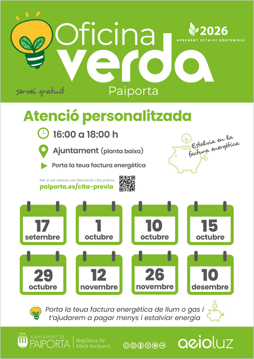 La Oficina Verde de Paiporta se reactiva para ayudar a la ciudadanía a ahorrar en la factura energética
