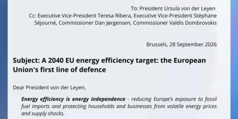 Más de 90 organizaciones reclaman un objetivo vinculante de eficiencia energética de la UE para 2040