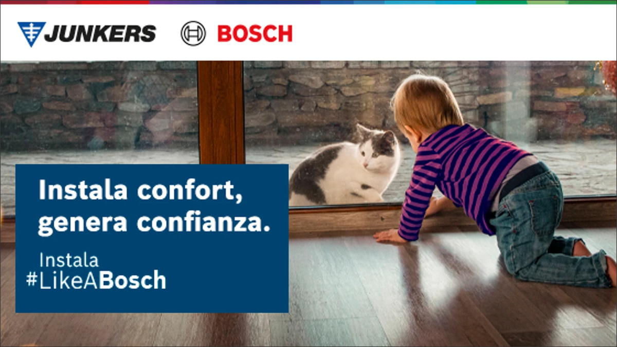 Imagen de la campaña de Bosch Home Comfort para instaladores de equipos de calefacción del Club Junkers Bosch plus.