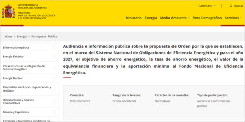 El establecimiento de las obligaciones de ahorro energético para 2027 sale a audiencia pública