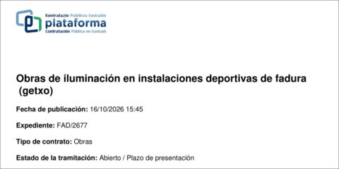 Getxo saca a licitación la regulación y el control remoto la iluminación deportiva de Fadura