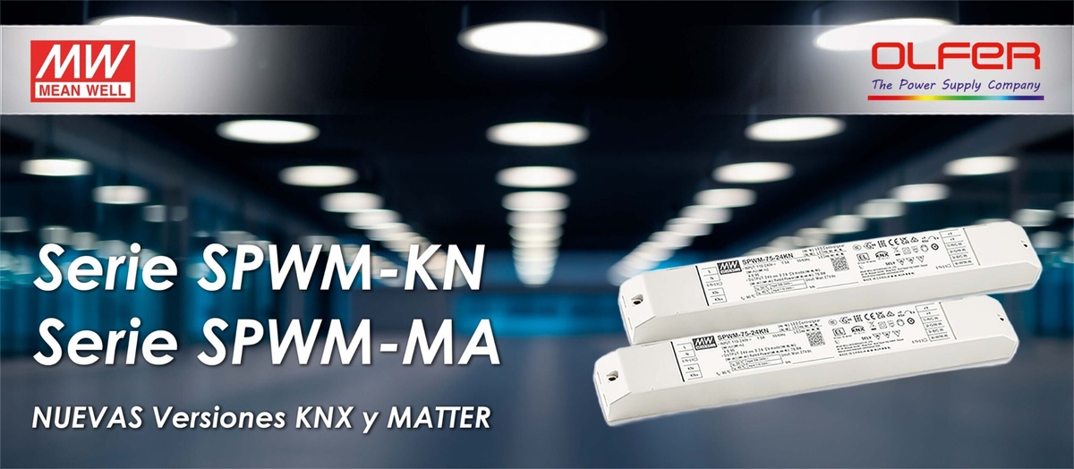 Drivers LED regulables de la serie SPWM de MEAN WELL para KNX y Matter en aplicaciones de iluminación inteligente