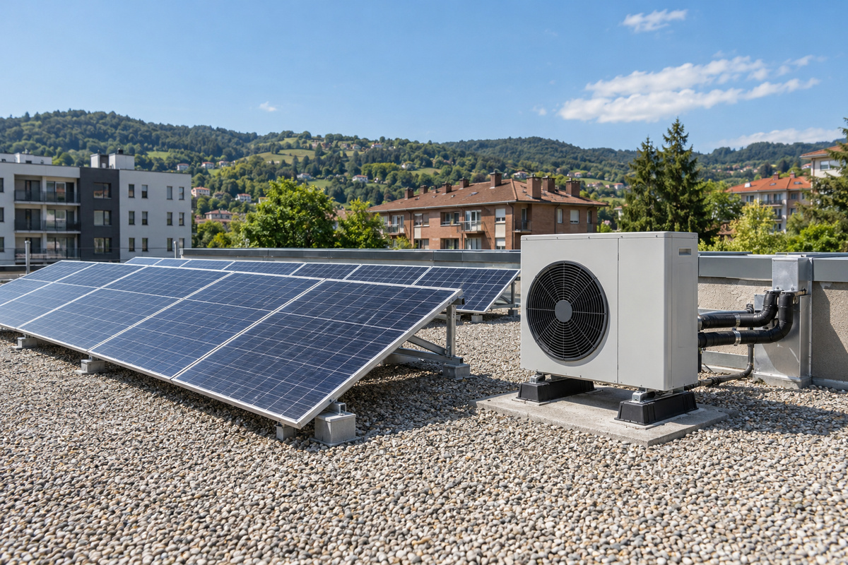Imagen de apoyo sobre climatización sostenible y autoconsumo renovable en edificios de Euskadi.