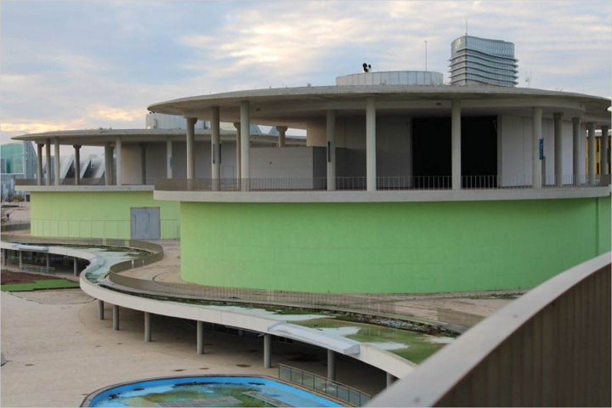 Torre del Agua de Zaragoza en el recinto Expo, incluida en la licitación para instalar una fachada de iluminación LED